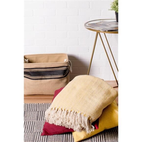 Cotton Throw Blanket Chevron 50x60 Handloomed Fringe Cozy Couch Chair Decor - Picture 6 of 7
